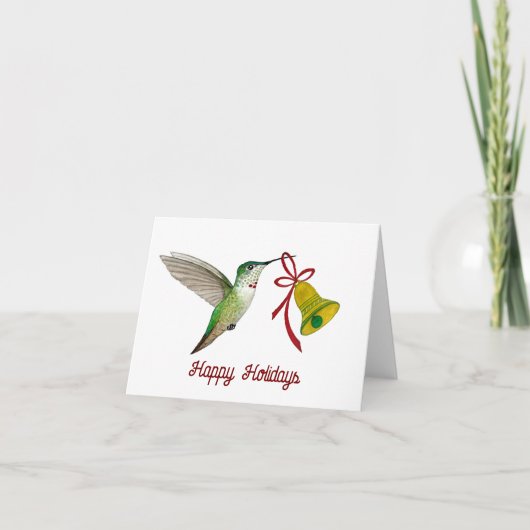 Cartes Pour Fêtes Annuelles Colibri avec Cloche (Devant)