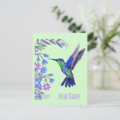 Cartes Pour Fêtes Annuelles Colibri Design Fleurs Botaniques Amateurs d'oiseau (Debout devant)