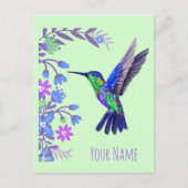Cartes Pour Fêtes Annuelles Colibri Design Fleurs Botaniques Amateurs d'oiseau (Devant)