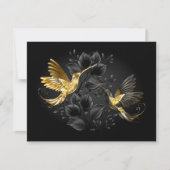 Cartes Pour Fêtes Annuelles Colibri noir et or (Devant)