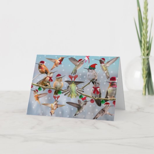 Cartes Pour Fêtes Annuelles Colibris de Noël (Devant)