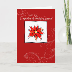 Cartes Pour Fêtes Annuelles Collaborateur espagnol Noël Poinsettia