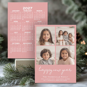 Cartes Pour Fêtes Annuelles Collage 4 photos HNY avec calendrier 2027