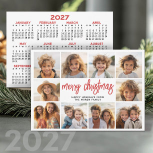 Cartes Pour Fêtes Annuelles Collage de 10 photos avec calendrier 2027 - Noël
