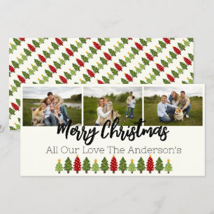 Cartes Pour Fêtes Annuelles Collage de 3 photos personnalisé avec des sapins d