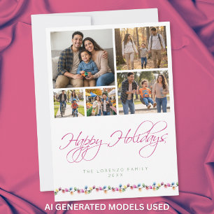 Cartes Pour Fêtes Annuelles Collage de 5 photos moderne Joyeux Noël Lumières