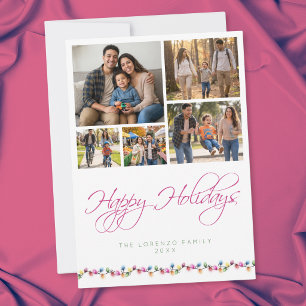 Cartes Pour Fêtes Annuelles Collage de 5 photos moderne Joyeux Noël Lumières