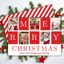 Collage de cinq photos Rouge et blanc Joyeux Noël