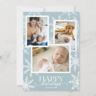 Cartes Pour Fêtes Annuelles Collage de flocons de neige bleu clair Pastel