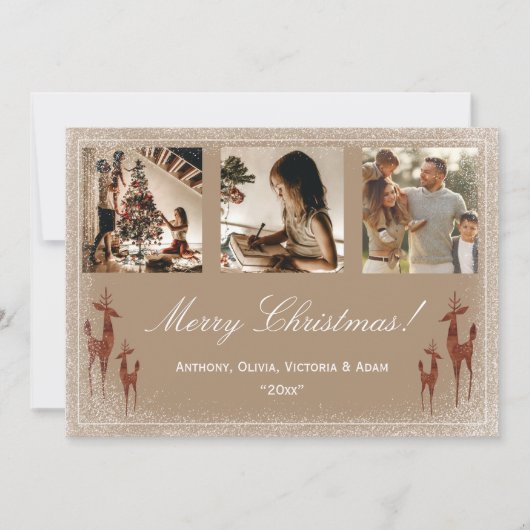 Cartes Pour Fêtes Annuelles Collage de Noël avec 3 photos (Devant)