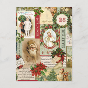 CARTES POUR FÊTES ANNUELLES COLLAGE DE NOËL VINTAGE