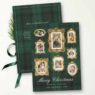 Cartes Pour Fêtes Annuelles Collage de photos Cadres dorés vintage Plaid Noël
