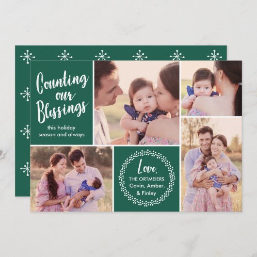 Cartes Pour Fêtes Annuelles Collage de photos | Compter nos bénédictions | Ver (Devant / Derrière)