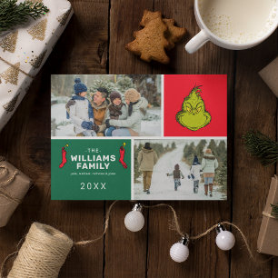 Cartes Pour Fêtes Annuelles Collage de photos de famille de Noël avec le Grinc