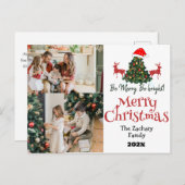 Cartes Pour Fêtes Annuelles Collage de photos de famille de Noël simple et élé (Devant / Derrière)