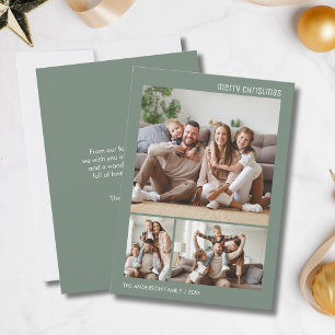 Cartes Pour Fêtes Annuelles Collage de photos de famille de Noël Vert sauge Mi