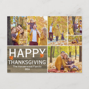 Cartes Pour Fêtes Annuelles Collage de photos de famille de thanksgiving en bo