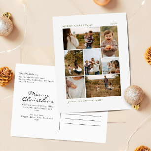 Cartes Pour Fêtes Annuelles Collage de photos de famille minimaliste Noël