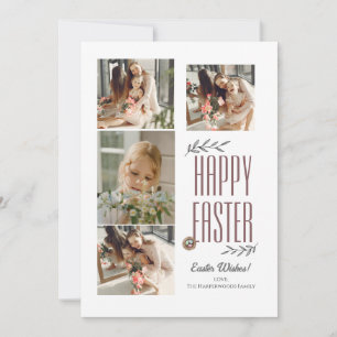 Cartes Pour Fêtes Annuelles Collage de photos de famille Pâques écriture éléga