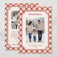 Collage de photos de Noël à carreaux rouges