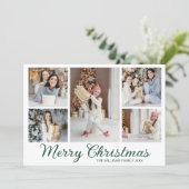 Cartes Pour Fêtes Annuelles Collage de photos de Noël élégant écriture verte (Debout devant)