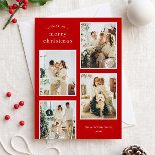 Cartes Pour Fêtes Annuelles Collage de photos de Noël minimaliste moderne roug