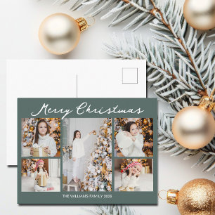 Cartes Pour Fêtes Annuelles Collage de photos de Noël moderne gris vert