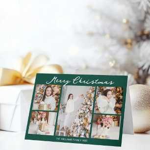 Cartes Pour Fêtes Annuelles Collage de photos de Noël vert écrit à la main