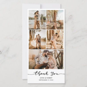 Cartes Pour Fêtes Annuelles Collage de photos de remerciement de mariage écrit