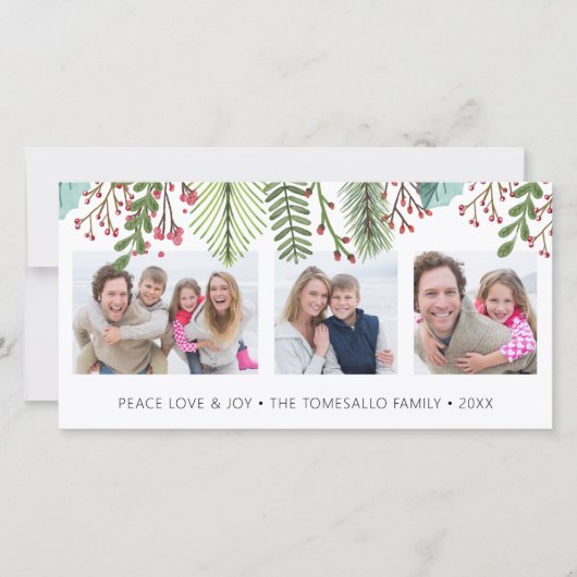 Cartes Pour Fêtes Annuelles Collage de photos de verdure en hiver (Devant)