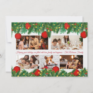 Cartes Pour Fêtes Annuelles Collage de photos des ornements et lumières de Noë