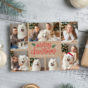 Cartes Pour Fêtes Annuelles Collage de photos Joyeux Noël Kraft écrit à la mai