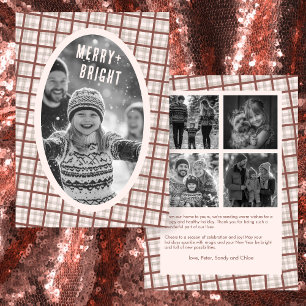 Cartes Pour Fêtes Annuelles Collage de photos personnalisé de Noël à carreaux