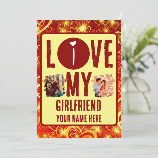 Cartes Pour Fêtes Annuelles Collage de photos personnalisé unique 2 Je t'aime (Debout devant)