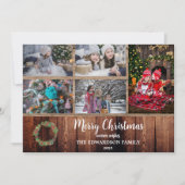 Cartes Pour Fêtes Annuelles Collage familial rustique sur bois de grange Joyeu (Devant)