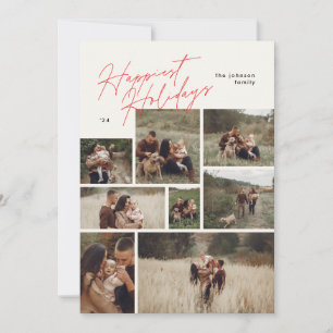 Cartes Pour Fêtes Annuelles Collage moderne Christmas Red 8 Photo Happest