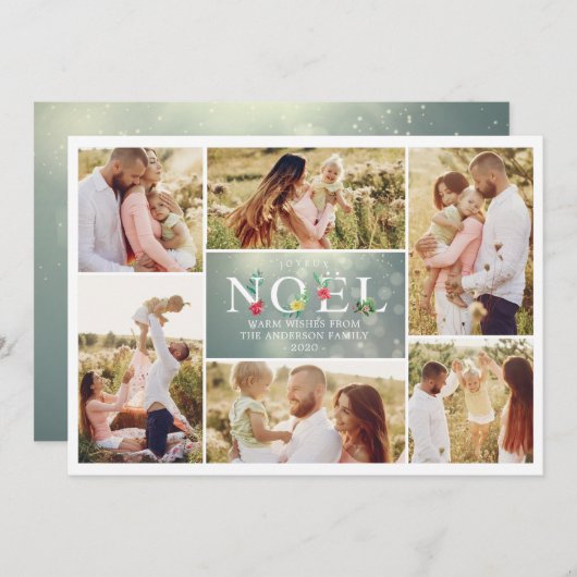 Cartes Pour Fêtes Annuelles Collage moderne français de photos de Noël de (Devant / Derrière)