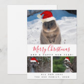 Cartes Pour Fêtes Annuelles Collage multi-photos de script rouge d'animaux aus (Devant / Derrière)