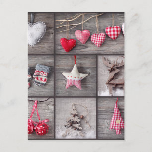 Cartes Pour Fêtes Annuelles Collage Of Christmas Photos Over Grey Wood