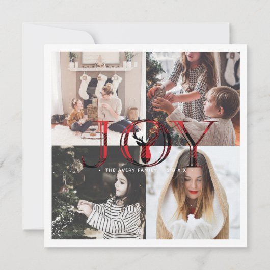 Cartes Pour Fêtes Annuelles Collage photo 4 Joy Plaid (Devant)