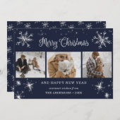 Cartes Pour Fêtes Annuelles Collage photo Blue Sparkly Snowflake (Devant / Derrière)