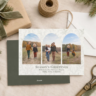 Cartes Pour Fêtes Annuelles Collage photo d'arche de Noël vert élégant