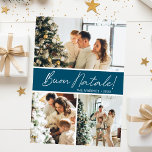 Cartes Pour Fêtes Annuelles Collage photo de Buon Natale<br><div class="desc">Cette fabuleuse carte de vacances 3 photos avec "Buon Natale!" dans une police de caractères de script moderne et votre nom de famille et année dans une police de caractères casquette traditionnelle propre et nette, en blanc sur turquoise avec un dos assorti, est parfaite pour envoyer à votre famille et...</div>