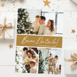Cartes Pour Fêtes Annuelles Collage photo de Buon Natale<br><div class="desc">Cette fabuleuse carte de vacances 3 photos avec "Buon Natale!" dans une police de caractères de script moderne et votre nom de famille et année dans une police de caractères casquette traditionnelle propre et nette, en blanc sur or avec un dos assorti, est parfaite pour envoyer à votre famille et...</div>