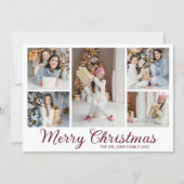Cartes Pour Fêtes Annuelles Collage photo de famille Joyeux Noël Bourgogne (Devant)