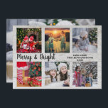 Cartes Pour Fêtes Annuelles Collage photo de famille Merry and Bright Christma<br><div class="desc">Bois rustique avec collage photo de famille Carte de script Joyeux & Bright Noël.
Ajoutez vos plus belles photos,  texte et nom et créez une carte de Noël très personnelle et unique.</div>