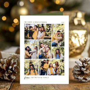 Cartes Pour Fêtes Annuelles Collage photo de famille Noël vert festif 7