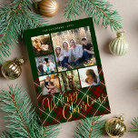 Cartes Pour Fêtes Annuelles Collage photo de famille rustique plaid Joyeux Noë<br><div class="desc">Elégant style plaid écossais faux or Joyeux script de Noël six photos de famille carte de vacances rouge vert avec votre texte personnalisé sur les deux côtés.</div>