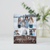 Cartes Pour Fêtes Annuelles Collage photo de flocon de neige en bois rustique (Debout devant)