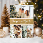 Cartes Pour Fêtes Annuelles Collage photo de Joyeux Noel<br><div class="desc">Cette fabuleuse carte de vacances 3 photos avec "Joyeux Noel!" dans une police de caractères de script moderne et votre nom de famille et année dans une police de caractères casquettes traditionnelle et nette, toutes deux en blanc sur or avec un dos assorti, est parfaite pour envoyer à votre famille...</div>